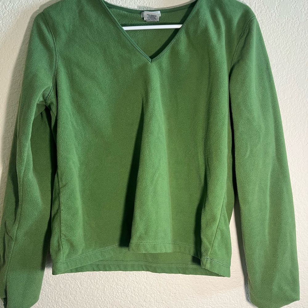 Old Navy Medium Green Fleece V-Neck Sweater
